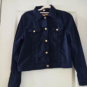 Michael Kors True Navy Denim Button Up Jacket Womens Size M.